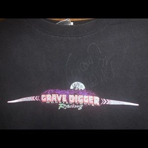 Signed Grave Digger Front and Back Print T Shirt L